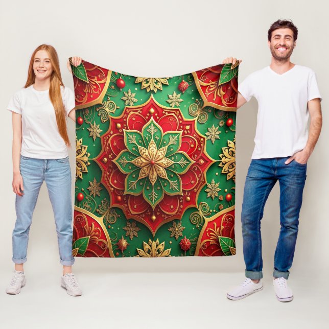 Dekorative rote grüne Fleece-Decke Fleecedecke (Beispiel)