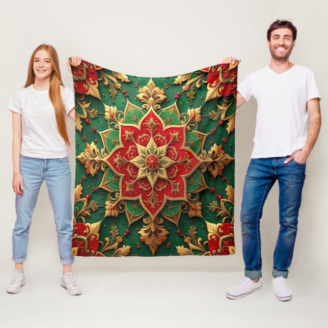 Dekorative rote grüne Fleece-Decke Fleecedecke (Beispiel)
