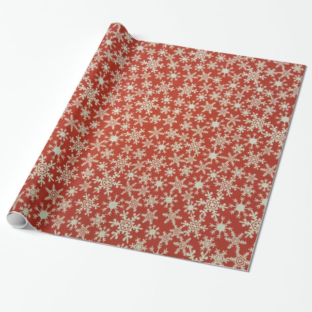 Dekorative Rote Weihnachtsschneeflocke Dekoration  Geschenkpapier (Ungerollt)