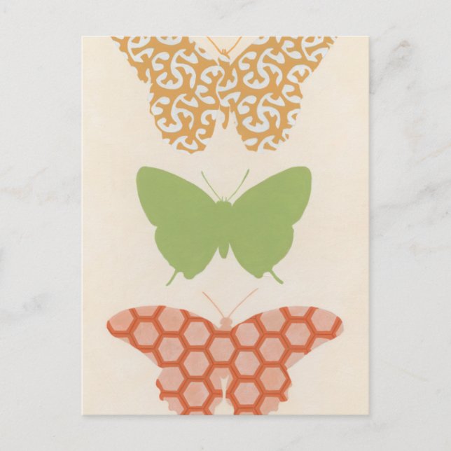 Dekorative Schmetterlingsmuster auf Cremehintergru Postkarte (Vorderseite)