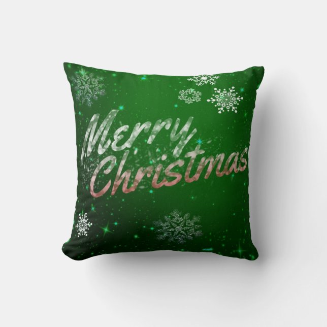 Dekorative Schneeflocken Frohe Weihnachten Kissen (Vorderseite)