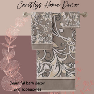 Dekorative Schnörkel in Mehrfarben Badhandtuch Set