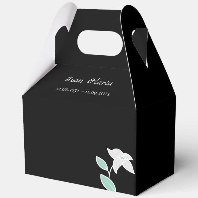 Dekorative schwarze Blumenpäckchen  Geschenkschachtel (Rückseite)