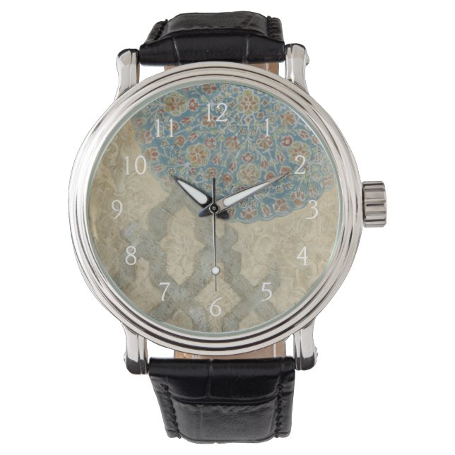 Dekorative Silber Tapestyle-Blumenarrangements Armbanduhr (Vorderseite)