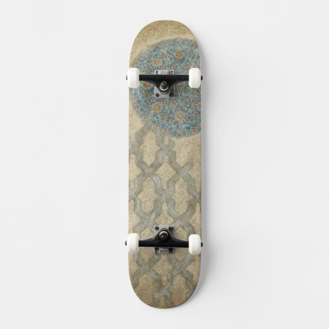 Dekorative Silber Tapestyle-Blumenarrangements Skateboard (Vorderseite)