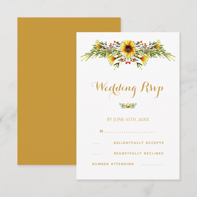 Dekorative Sommerhochzeit-Blume RSVP Karte (Vorne/Hinten)