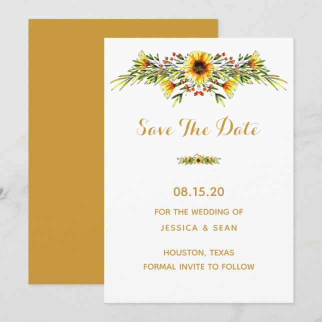 Dekorative Sommerhochzeit-Blume Save The Date (Vorne/Hinten)