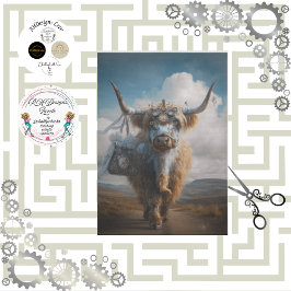 Dekorative Steampunk-Launen Highland-Kuh mit Flair Seidenpapier
