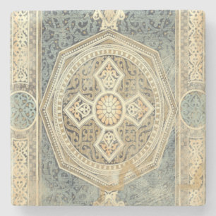 Dekorative Tapisserie mit verziertem geometrischem Steinuntersetzer