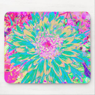 Dekorative Tealgrüne und Heißrosa Dahlienblüte Mousepad