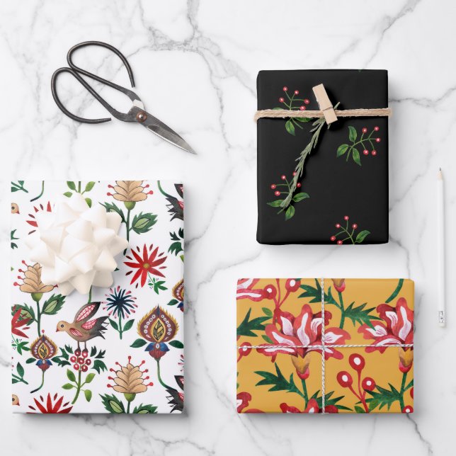 Dekorative ukrainische Blume Geschenkpapier Set (Vorderseite)