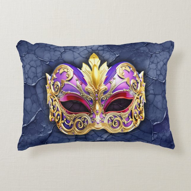 Dekorative Venezianische Maske auf der texturierte Dekokissen (Vorderseite)