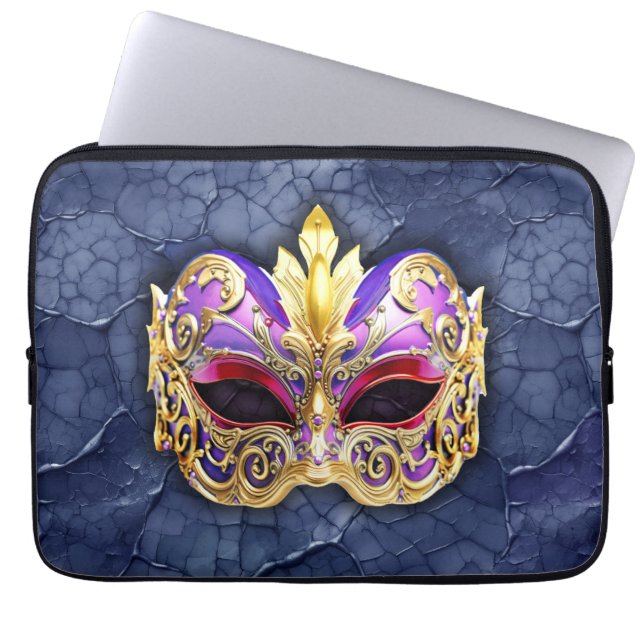 Dekorative Venezianische Maske auf der texturierte Laptopschutzhülle (Vorderseite)