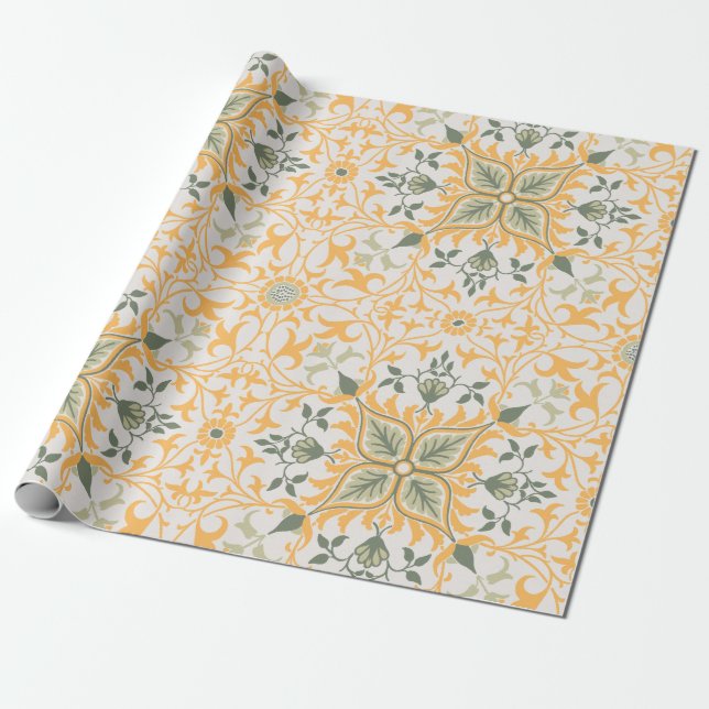 Dekorative Vintage Blumenweine Geschenkpapier (Ungerollt)