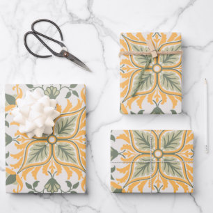Dekorative Vintage Blumenweine Geschenkpapier Set