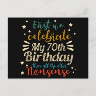 Dekorative vintage großartige 70. Geburtstag Feiertagspostkarte