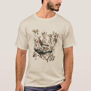 Dekorative Vintage-Wasserfarben-Vögel auf Zweigen T-Shirt