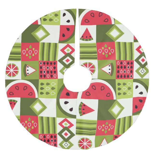 Dekorative Watermelon Elemente Kunst, Dichtung und Polyester Weihnachtsbaumdecke (Vorderseite)