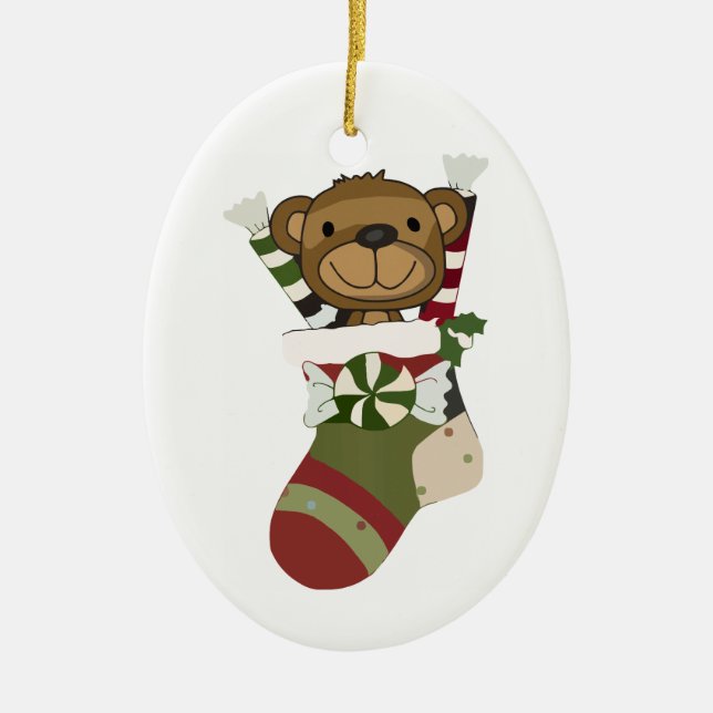 Dekorative Weihnachts-Strumpf Keramikornament (Vorne)