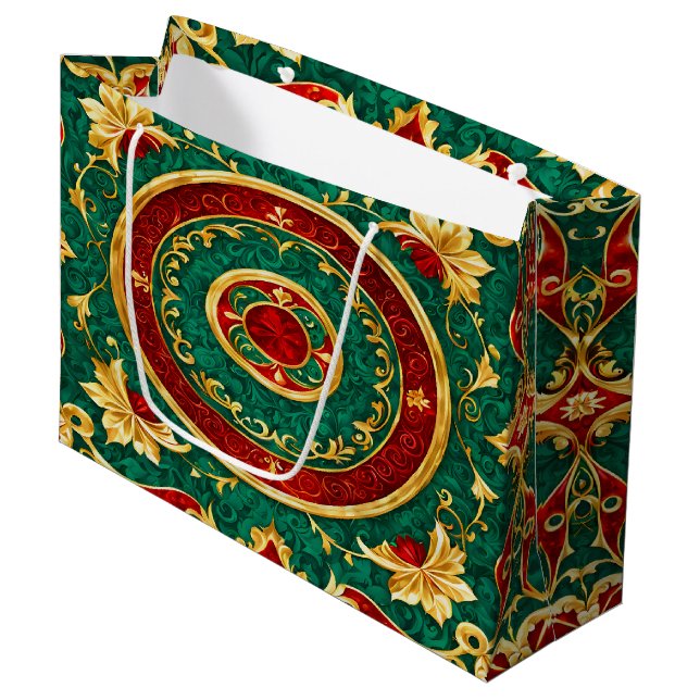 Dekorative Weihnachtsgeschenktüte der Flora Große Geschenktüte (Vorderseite Schrägansicht)