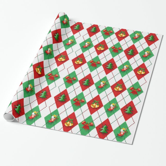 Dekorative Weihnachtsschmuck Elegant im Weißen Geschenkpapier (Ungerollt)