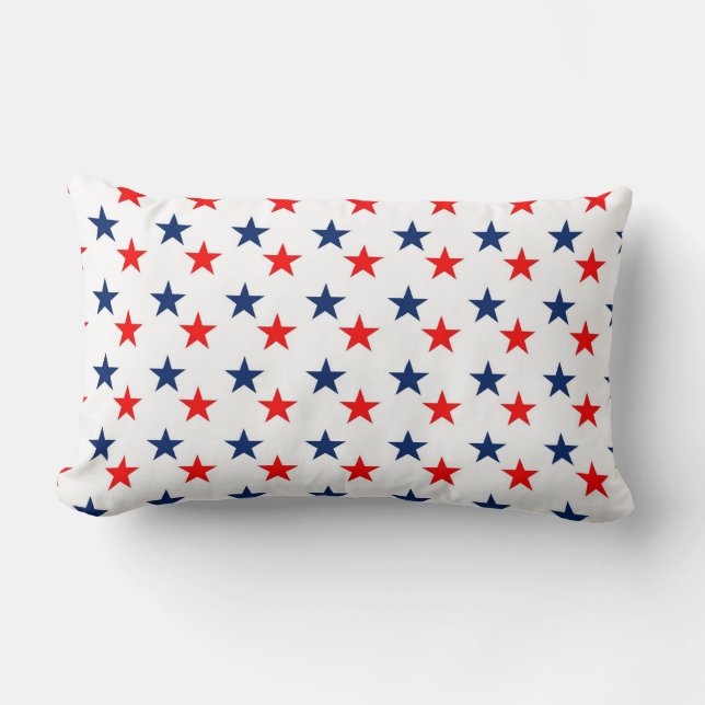 Dekorative White Red Blue Stars Lendenkissen (Vorderseite)
