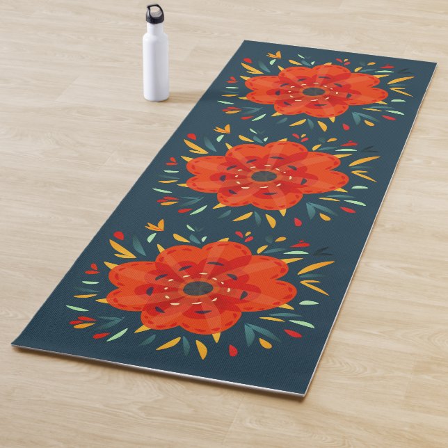 Dekorative wunderliche orange Blume Yogamatte (Beispiel)