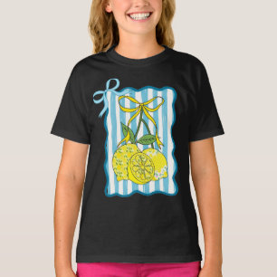 Dekorative Zitronen mit Bögen auf gestreiftem Hint T-Shirt