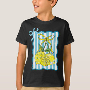 Dekorative Zitronen mit Bögen auf gestreiftem Hint T-Shirt
