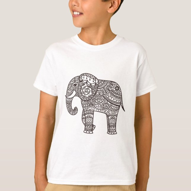 Dekorativer Art-Elefant T-Shirt (Vorderseite)