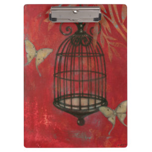 Dekorativer Birdcage mit Schmetterlingen Klemmbrett