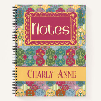 Dekorativer Blumen-Ticket-Patchwork-Volkskunst Notizbuch