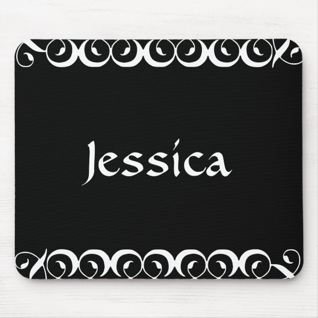 Dekorativer Blumenwirl mit anfänglicher Personalis Mousepad (Vorne)