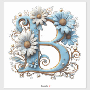 Dekorativer Buchstabe B mit blauem Emaille Aufkleber