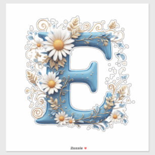 Dekorativer Buchstabe E mit blauem Email Aufkleber