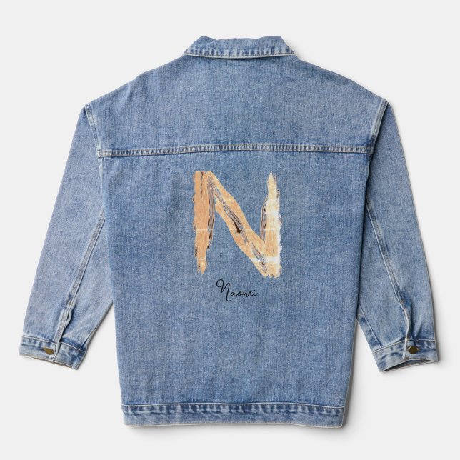 Dekorativer Buchstabe N mit Insignatongramm Jeansjacke (Rückseite)