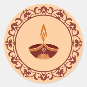 Dekorativer Diwali Entwurf Runder Aufkleber