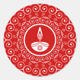 Dekorativer Diwali Entwurf Runder Aufkleber