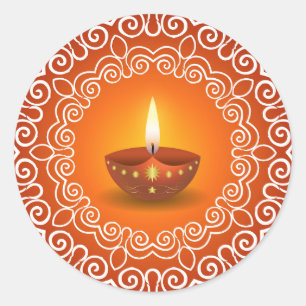 Dekorativer Diwali Entwurf Runder Aufkleber