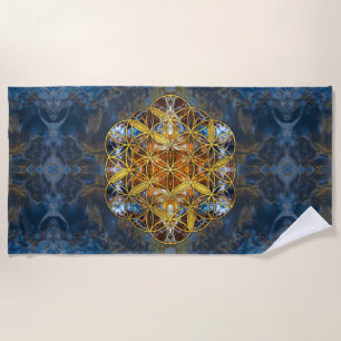 Dekorativer Edelstein-heilige Geometrie-Blume des Strandtuch