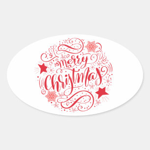 Dekorativer frommer Weihnachtszirkel Ovaler Aufkleber