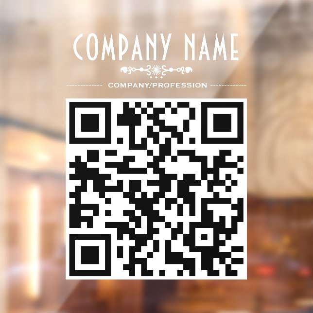 Dekorativer Geschäftsname und QR-Code Fensteraufkleber (Blatt 2)