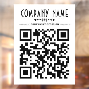 Dekorativer Geschäftsname und QR-Code Fensteraufkleber
