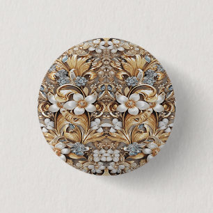 Dekorativer goldener weißer Blumenknopf Button