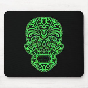 Dekorativer grüner und schwarzer Zuckerschädel Mousepad