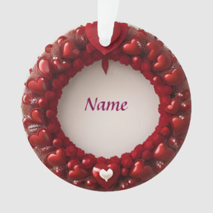 Dekorativer Herz-Kranz mit hellroten Herzen Ornament