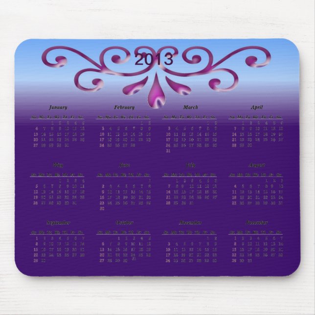 Dekorativer Kalender 2013 Mousepad (Vorne)