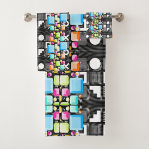 Dekorativer kubistischer geometrischer futuristisc badhandtuch set
