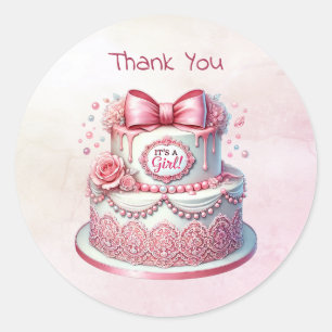 Dekorativer Kuchen Pink Bow Aufkleber