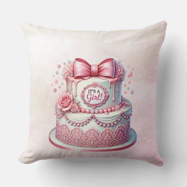 Dekorativer Kuchen Pink Bow Kissen Kissen (Vorderseite)